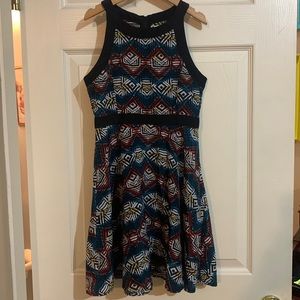 Ella Moss. Geometric abstract Print dress. Sleeveless.